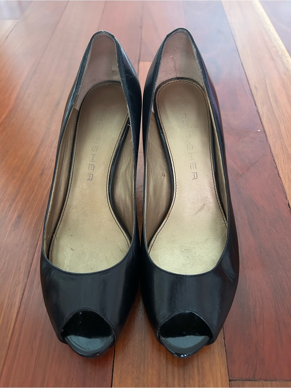 Black Peep-Toe Pumps
